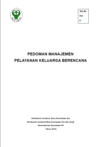Image of Pedoman manajemen Pelayanan Keluarga Berencana